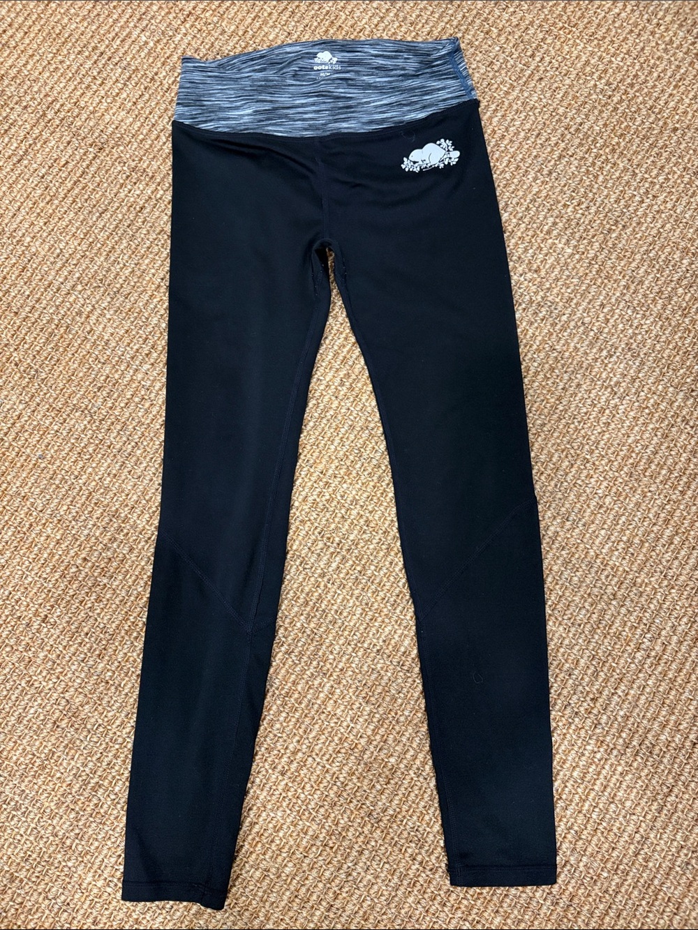 Roots Black Leggings with Heather Grey Waistband